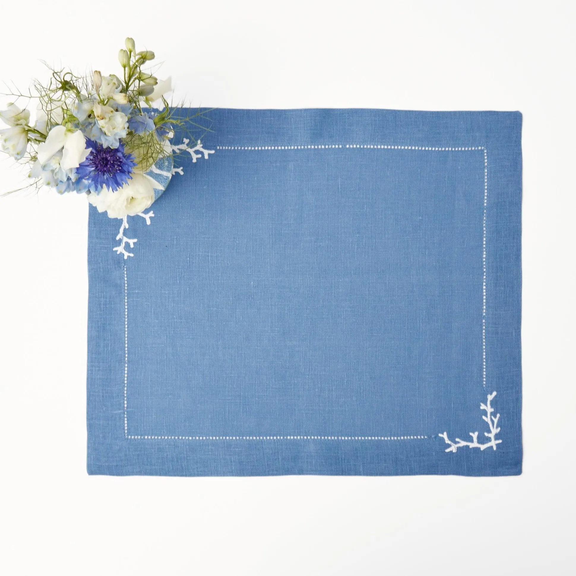 Coral Blue Linen Placemats (Set Of 4)
