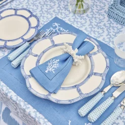 Coral Blue Linen Placemats & Napkins (Set Of 4)