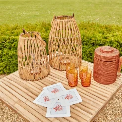 Coral Linen Cocktail Napkins (Set Of 4)