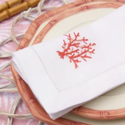 Coral Linen Napkins (Set Of 4)