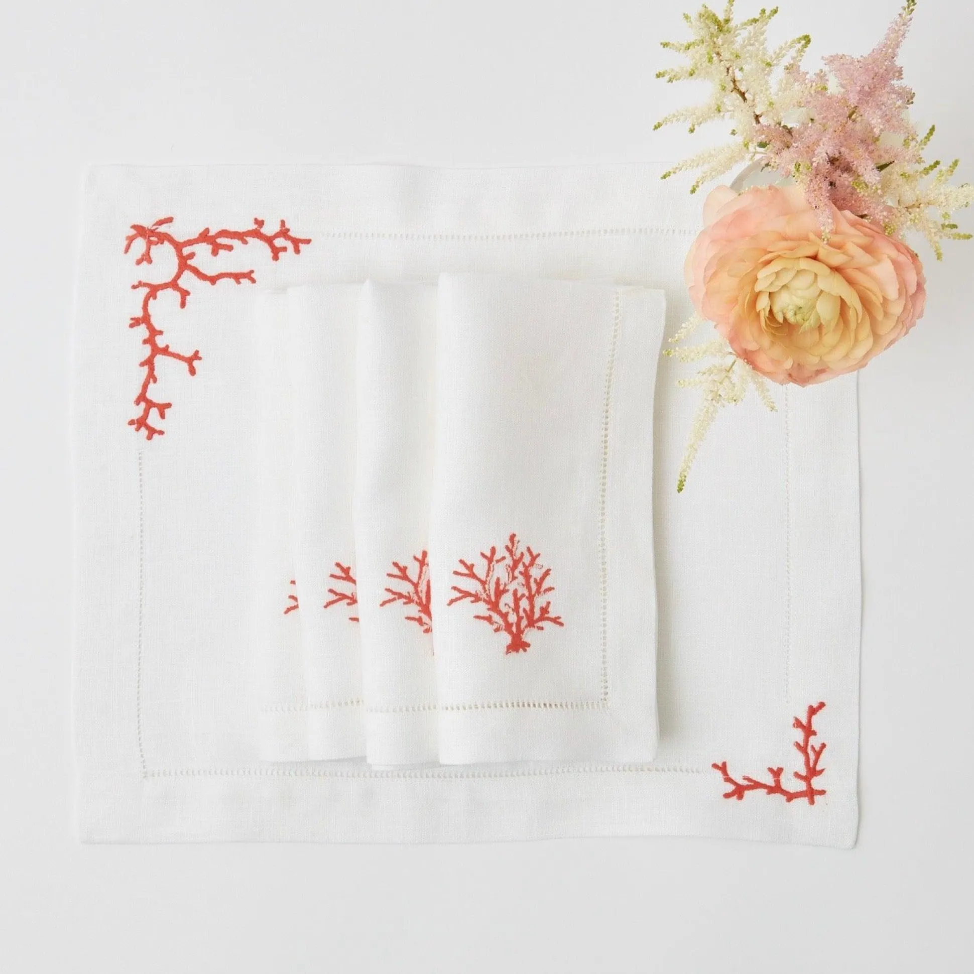 Coral Linen Napkins (Set Of 4)