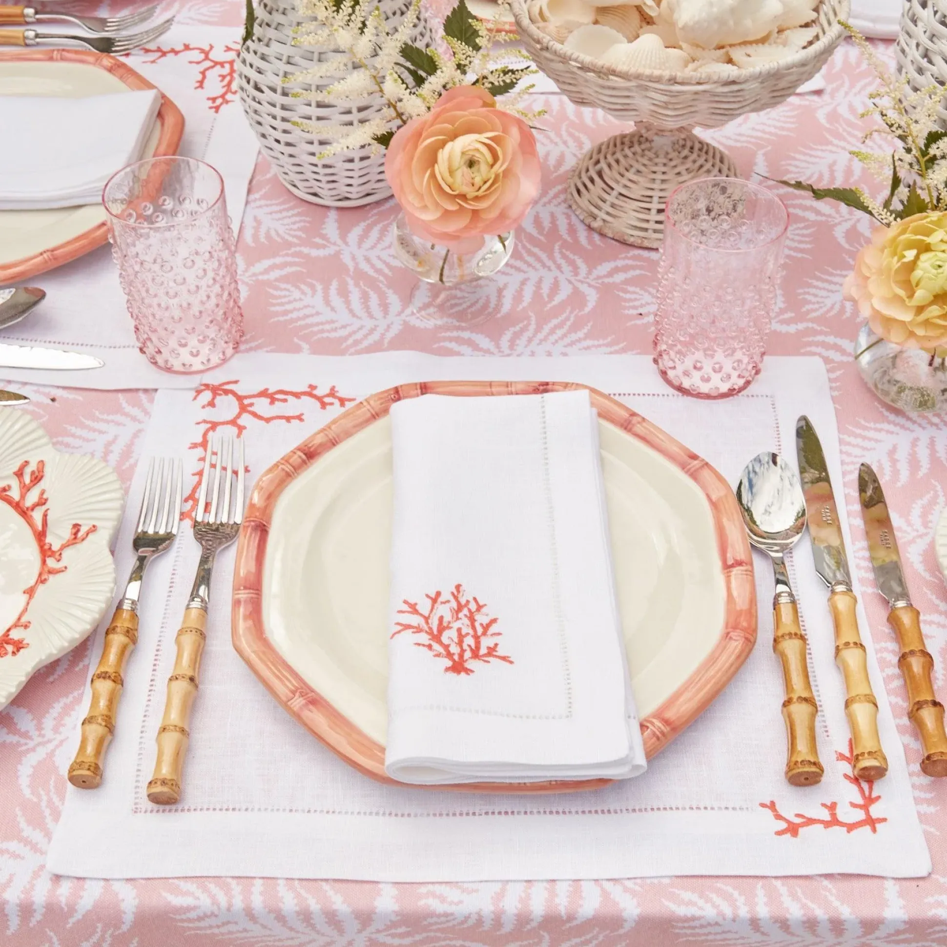 Coral Linen Placemats & Napkins (Set Of 4)