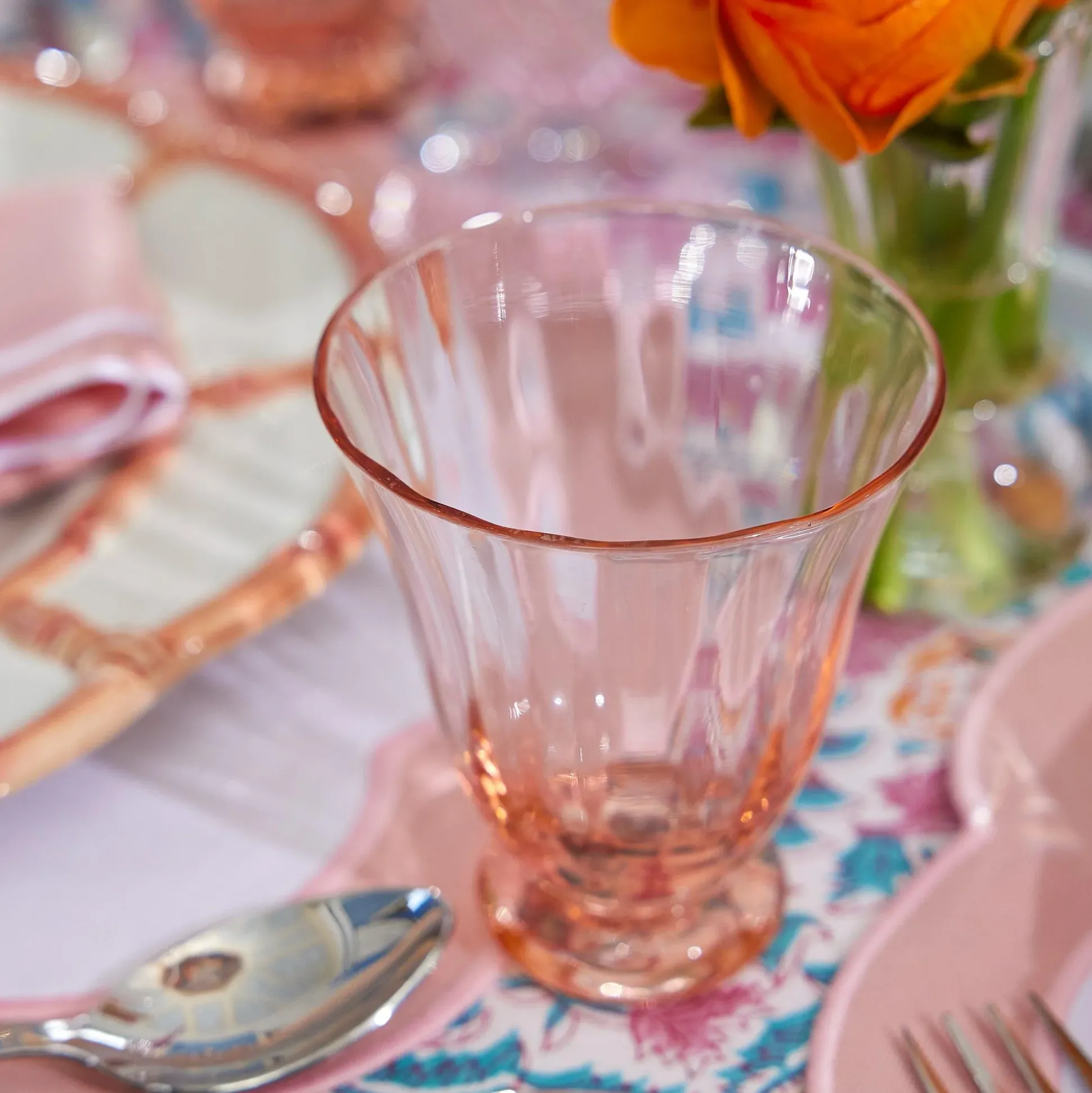 Coral Tulip Water Glass (Set Of 4)