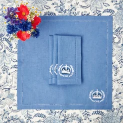 Coronation Blue Linen Napkins (Set Of 4)