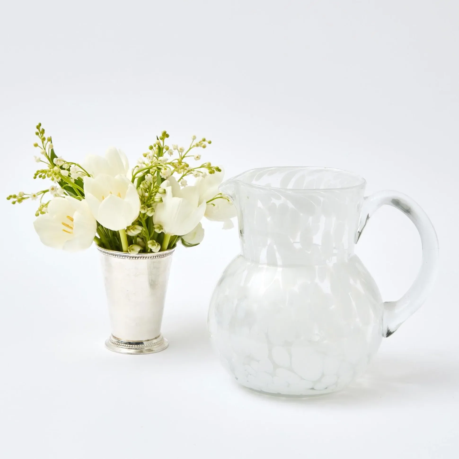 Dappled White Glasses & Jug Set
