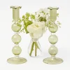 Eden Green Fluted Candle Holders (Pair)