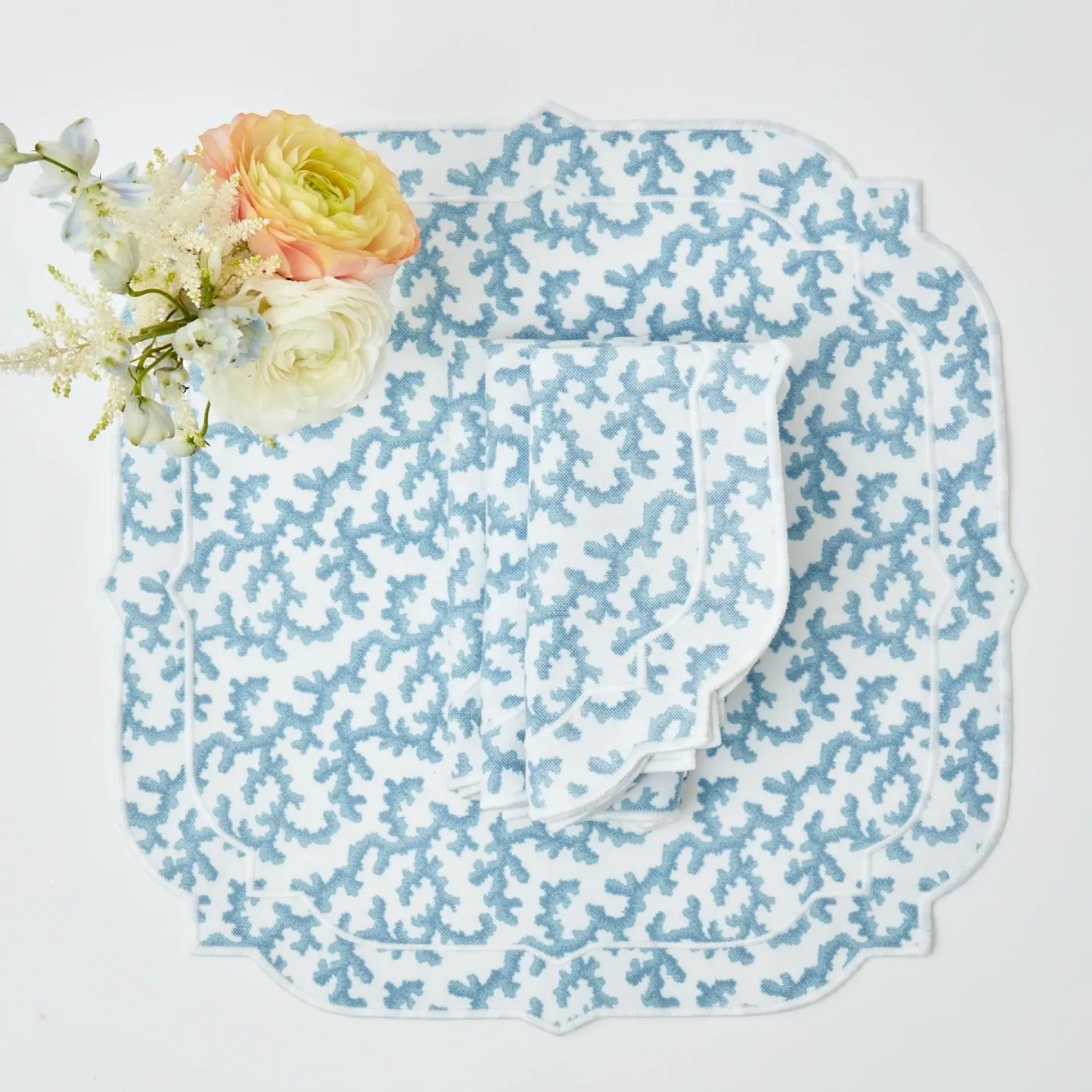 Edie Blue Coral Napkins (Set Of 4)