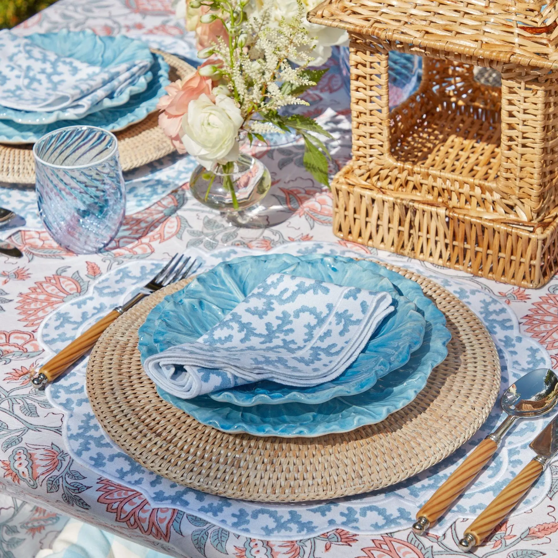 Edie Blue Coral Napkins (Set Of 4)