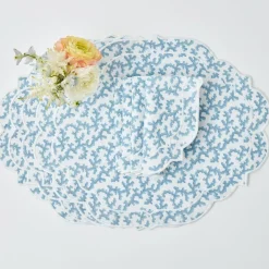 Edie Blue Coral Placemats & Napkins (Set Of 4)