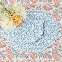 Edie Blue Coral Placemats & Napkins (Set Of 4)