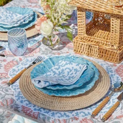 Edie Blue Coral Placemats & Napkins (Set Of 4)