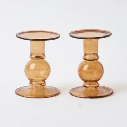 Elise Small Amber Candle Holder (Pair)