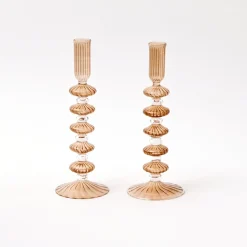 Elodie Chestnut Candle Holder (Pair)