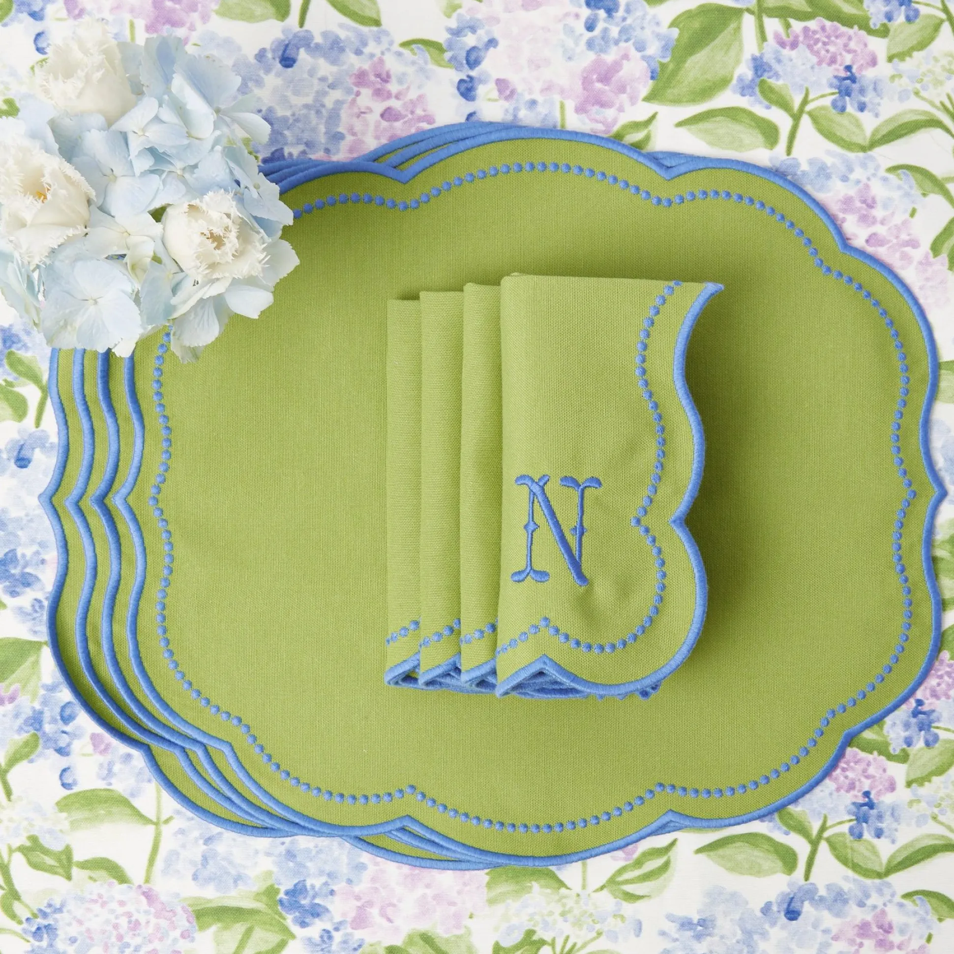 Eloise Green And Blue Placemats & Napkins (Set Of 4)