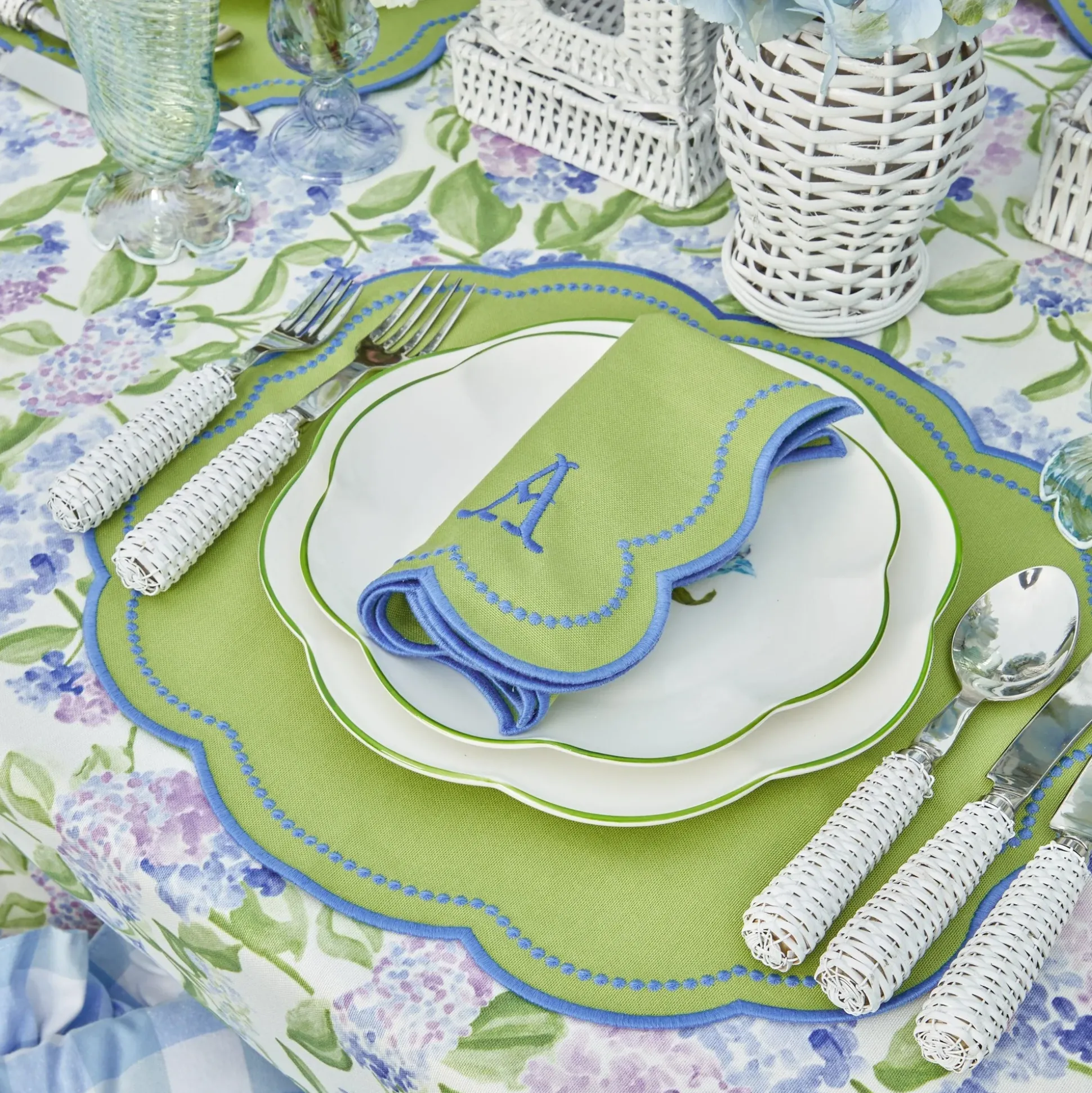 Eloise Green And Blue Placemats & Napkins (Set Of 4)
