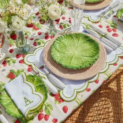 Elsa White & Green Napkins (Set Of 4)