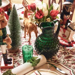 Emerald Green Hobnail Glasses & Jug Set