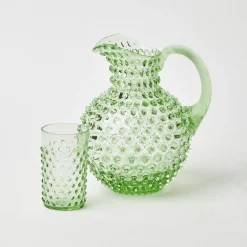 Emerald Hobnail Glasses & Jug Set