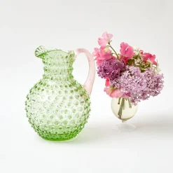 Emerald Hobnail Jug & Rose Handle