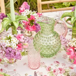 Emerald Hobnail Jug & Rose Handle