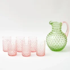 Emerald Hobnail Jug & Rose Handle