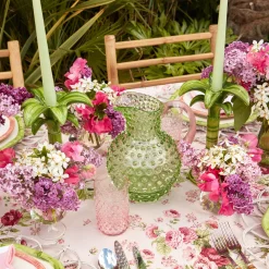 Emerald Hobnail Jug & Rose Handle