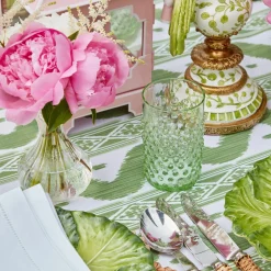 Emerald Hobnail Jug With Rose Handle & Glasses (Set Of 6)