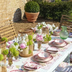 Emerald Hobnail Jug With Rose Handle & Glasses (Set Of 6)