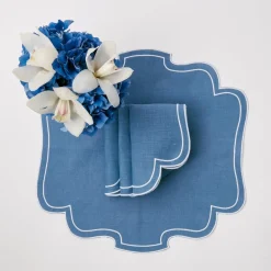 Eve Blue Linen Napkins (Set Of 4)