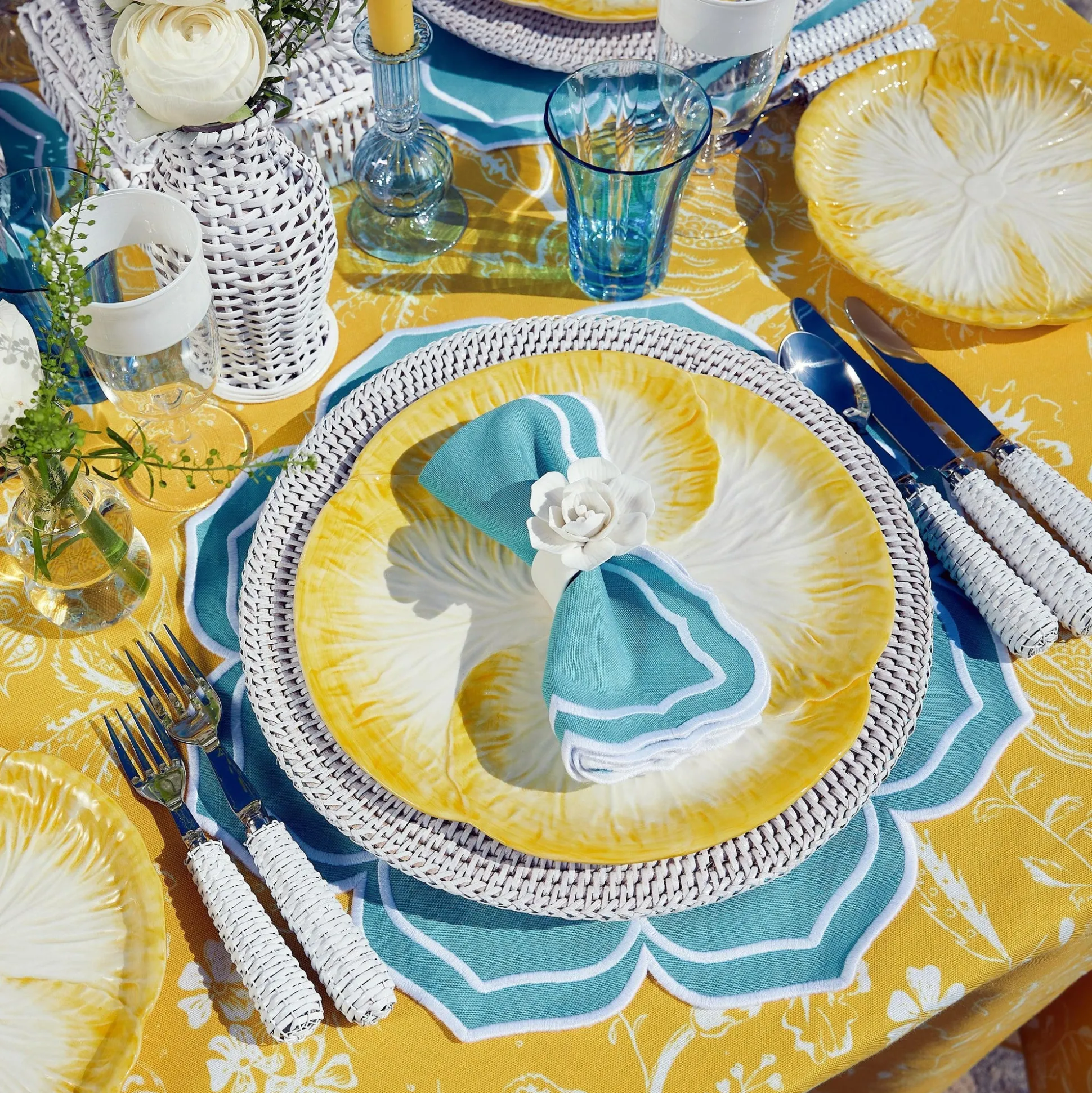 Fleur Turquoise Napkins (Set Of 4)