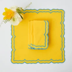 Fleur Yellow Placemats & Napkins (Set Of 4)