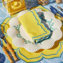 Fleur Yellow Placemats & Napkins (Set Of 4)