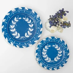 French Blue Garland Dinner & Starter Plates (Set Of 8)