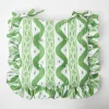 Frilled Green Ikat Seat Pad Cushion