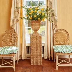 Frilled Green Ikat Seat Pad Cushion (Set Of 4)