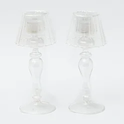 Glass Lantern Tea Light Holder (Pair) - 24Cm
