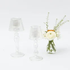 Glass Lantern Tea Light Holder (Pair) - 24Cm
