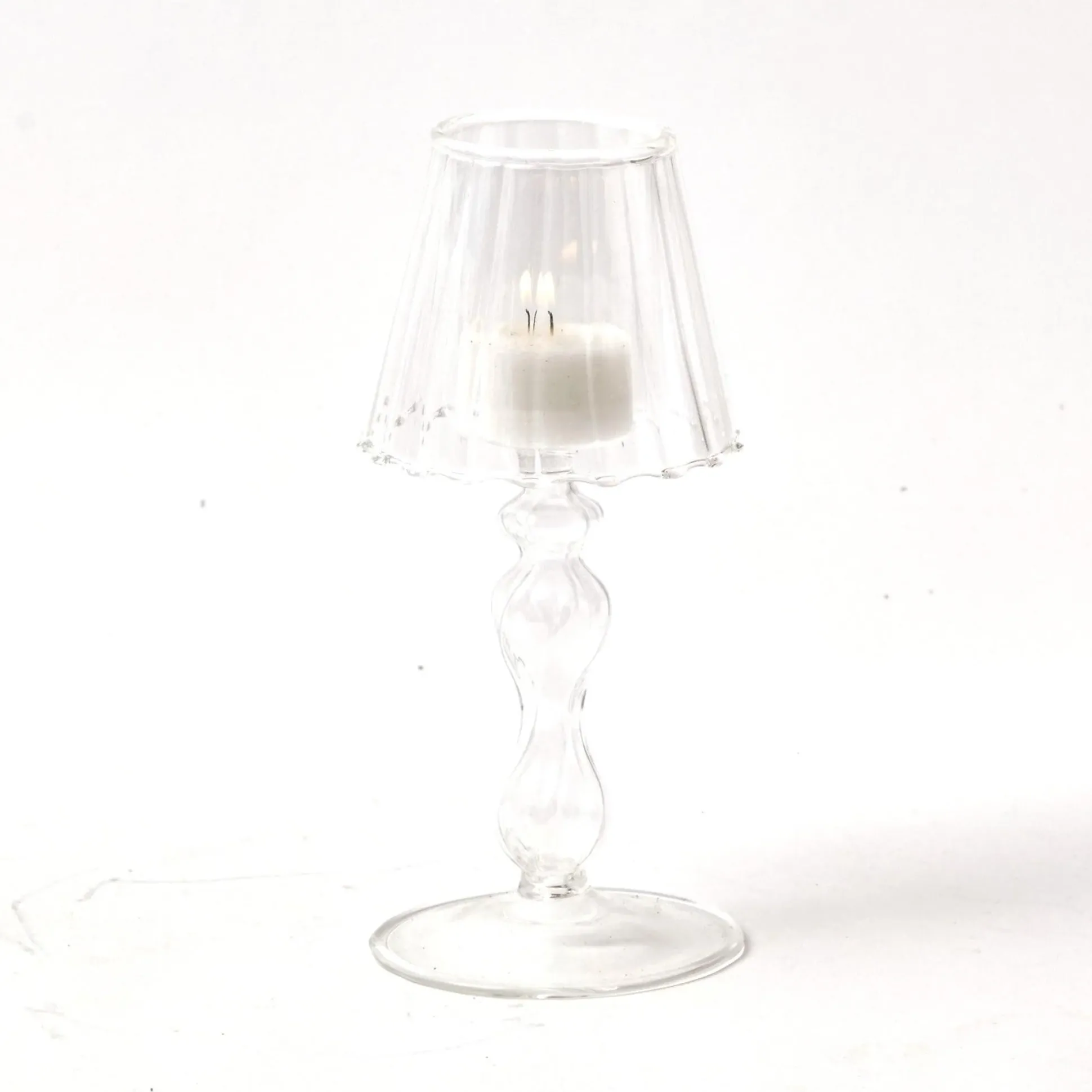 Glass Lantern Tea Light Holder (Pair) - 18Cm