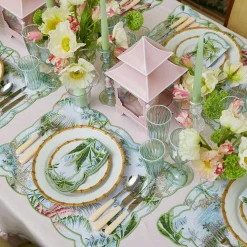 Green & White Rim Water Glasses (Set Of 4)