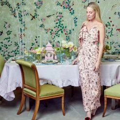 Green & White Rim Water Glasses (Set Of 4)