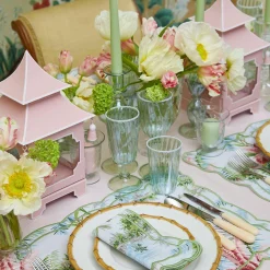 Green & White Rim Water Glasses (Set Of 4)