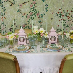 Green & White Rim Water Glasses (Set Of 4)