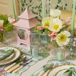 Green & White Rim Water Glasses (Set Of 4)