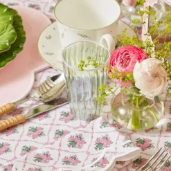 Green & White Rim Water Glasses (Set Of 4)