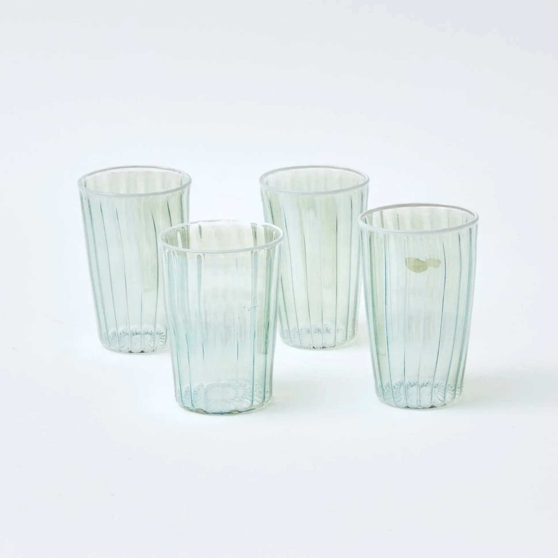 Green & White Rim Water Glasses (Set Of 4)