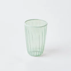 Green & White Rim Water Glasses (Set Of 4)