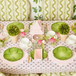 Green & White Rim Water Glasses (Set Of 4)