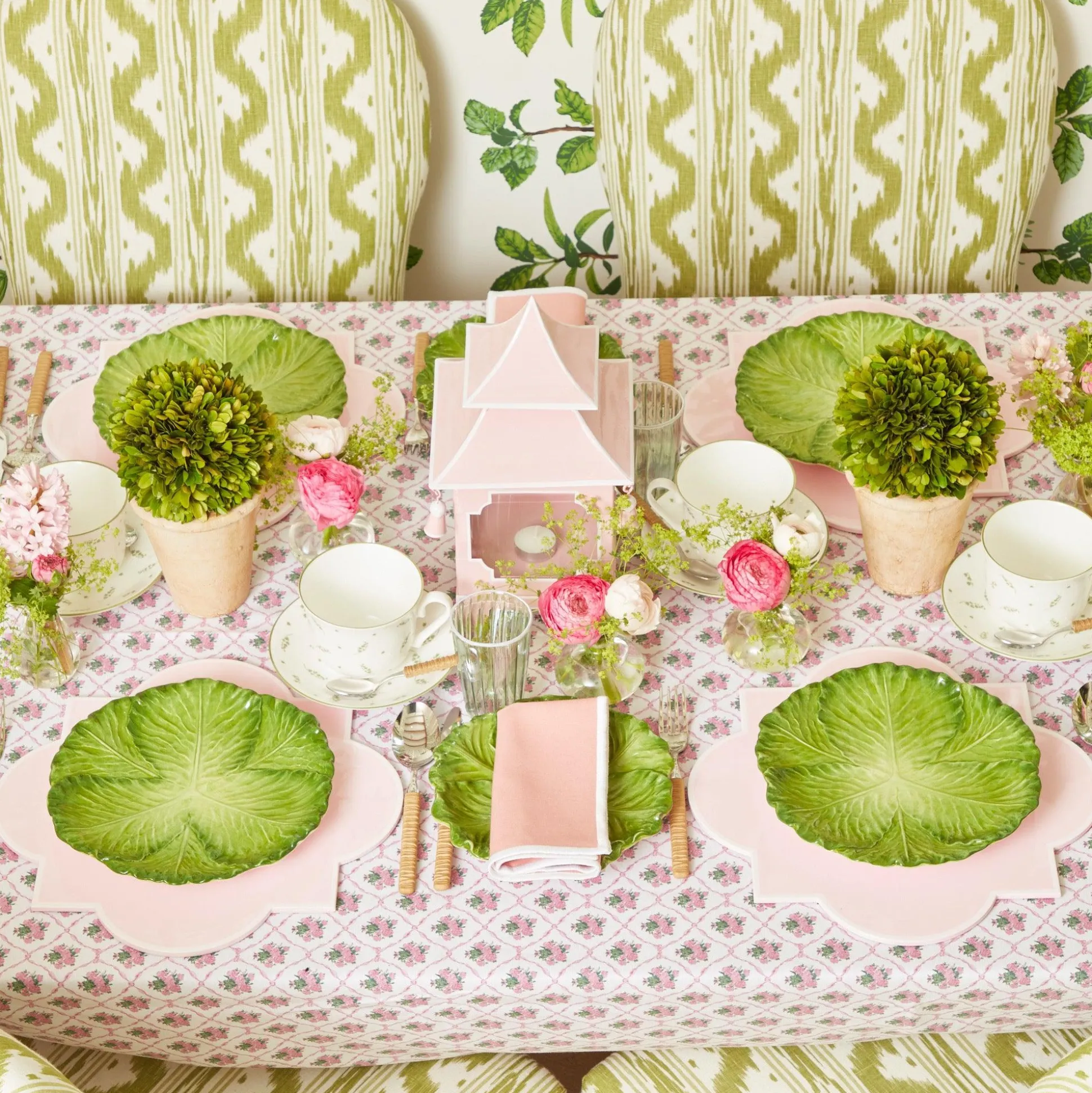 Green & White Rim Water Glasses (Set Of 4)