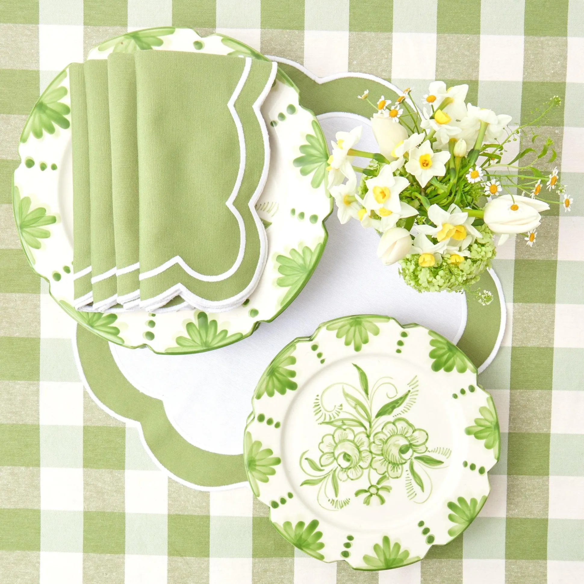 Green Applique Napkins (Set Of 4)