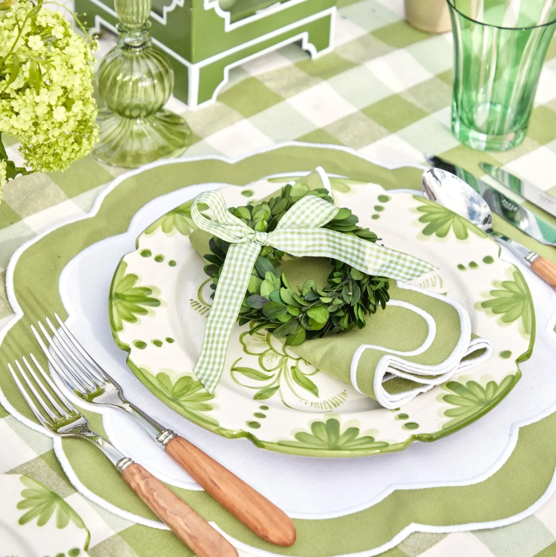 Green Applique Napkins (Set Of 4)